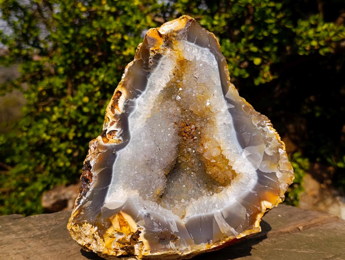 Natural Large Agate Geode with Crystalline Centres x 2 From Maintirano, Madagascar - Toprock Gemstones and Minerals 