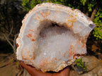 Natural Large Agate Geode with Crystalline Centres x 2 From Maintirano, Madagascar - Toprock Gemstones and Minerals 