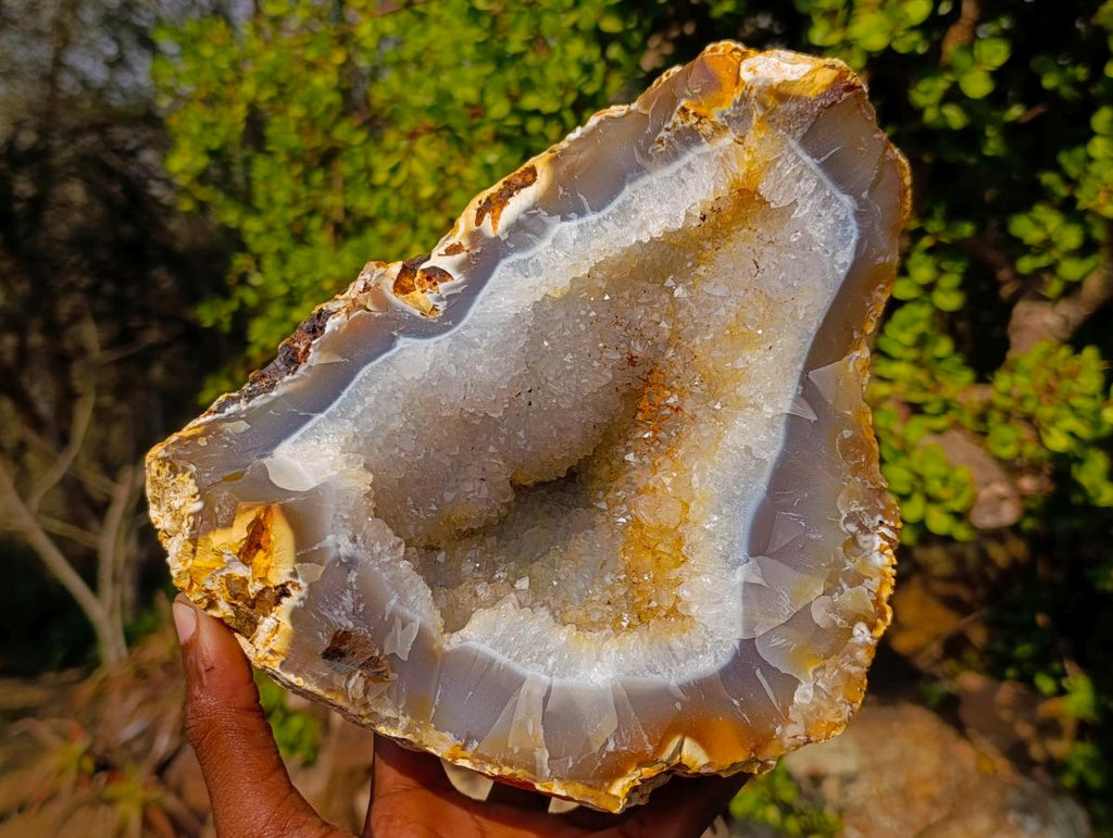 Natural Large Agate Geode with Crystalline Centres x 2 From Maintirano, Madagascar - Toprock Gemstones and Minerals 
