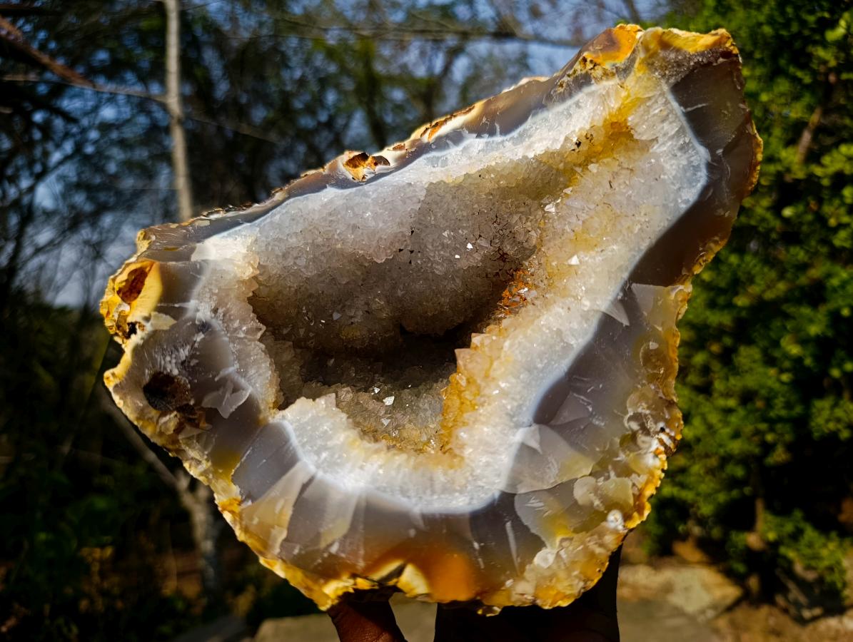 Natural Large Agate Geode with Crystalline Centres x 2 From Maintirano, Madagascar - Toprock Gemstones and Minerals 