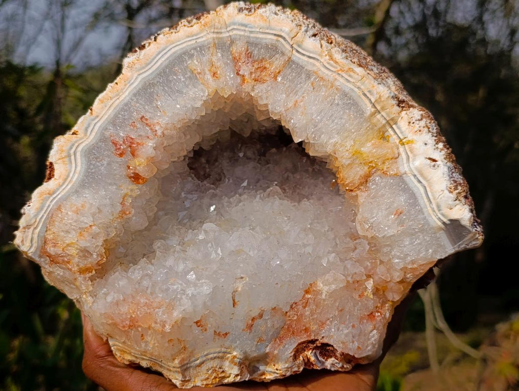 Natural Large Agate Geode with Crystalline Centres x 2 From Maintirano, Madagascar - Toprock Gemstones and Minerals 