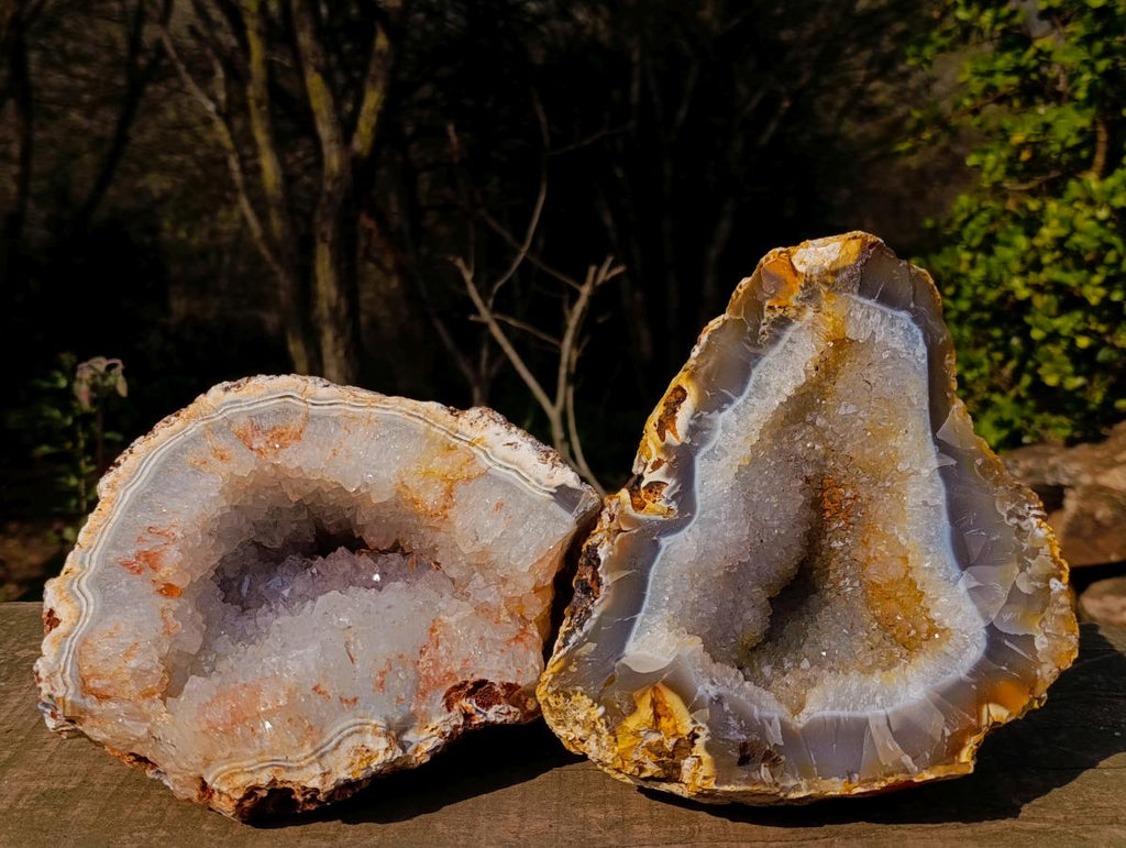 Natural Large Agate Geode with Crystalline Centres x 2 From Maintirano, Madagascar - Toprock Gemstones and Minerals 