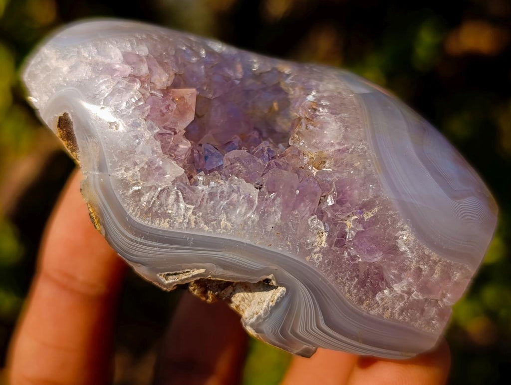 Polished and Natural Agate Amethyst Geodes x 3 From Maintirano, Madagascar