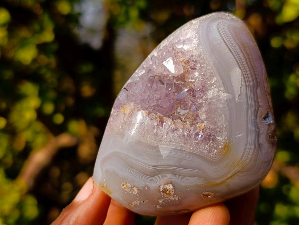 Polished and Natural Agate Amethyst Geodes x 3 From Maintirano, Madagascar