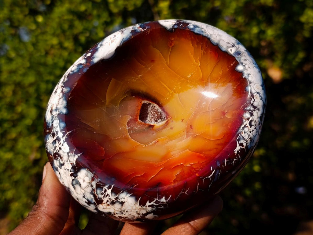 Polished and Natural Carnelian Agate Gemstone Bowls x 4 From Madagascar