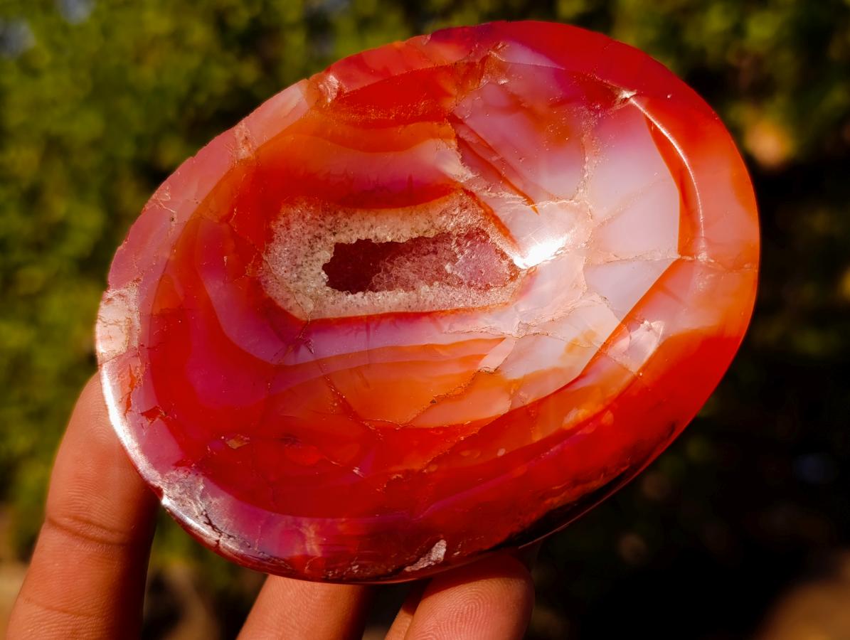 Polished and Natural Carnelian Agate Gemstone Bowls x 4 From Madagascar