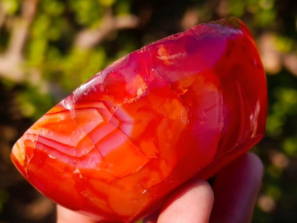 Polished and Natural Carnelian Agate Gemstone Bowls x 4 From Madagascar