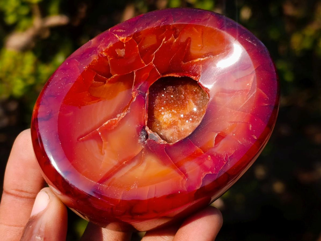 Polished and Natural Carnelian Agate Gemstone Bowls x 4 From Madagascar