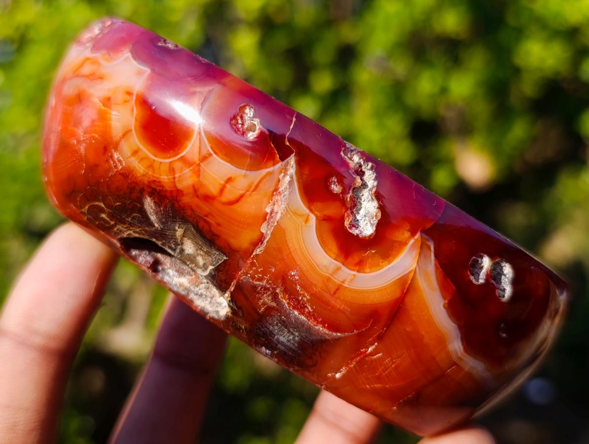 Polished and Natural Carnelian Agate Gemstone Bowls x 4 From Madagascar