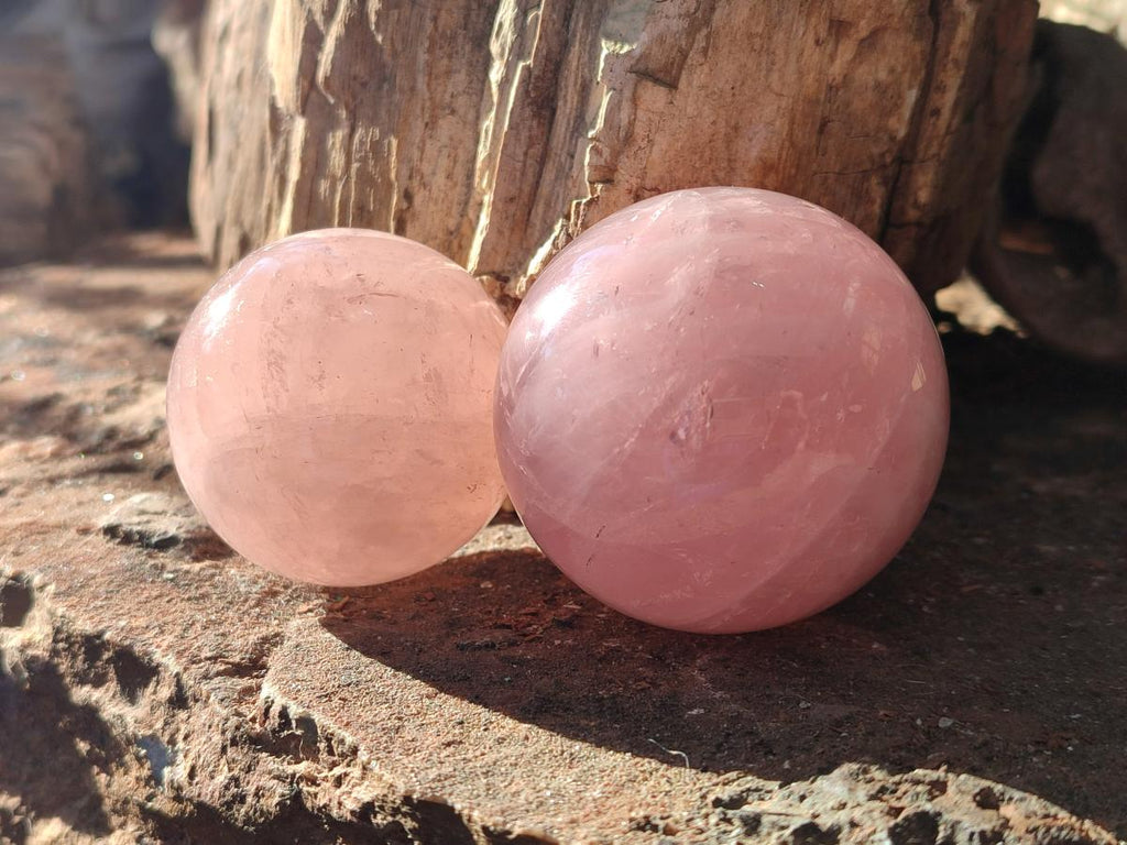 Polished Gemmy Star Rose Quartz Spheres x 6 From Ambatondrazaka, Madagascar - Toprock Gemstones and Minerals 