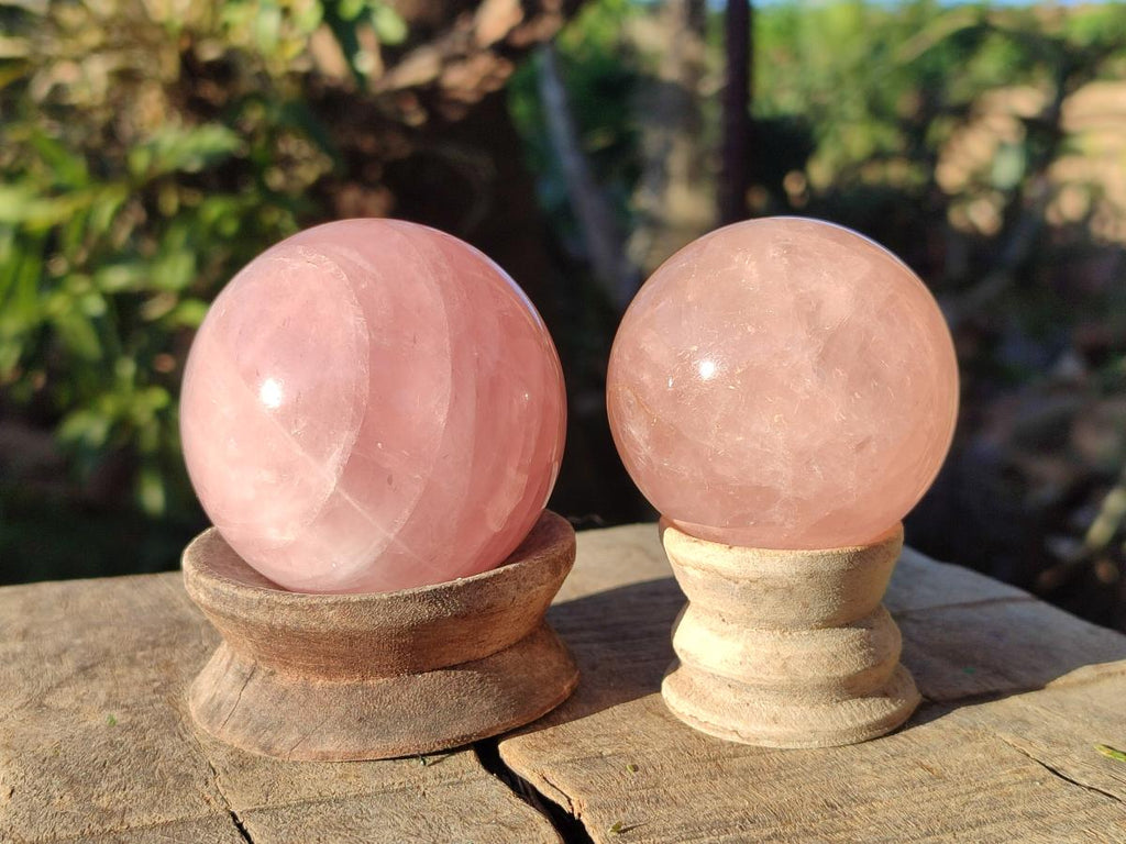 Polished Gemmy Star Rose Quartz Spheres x 6 From Ambatondrazaka, Madagascar - Toprock Gemstones and Minerals 