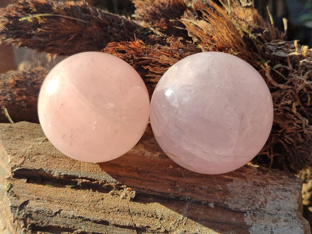 Polished Gemmy Star Rose Quartz Spheres x 6 From Ambatondrazaka, Madagascar - Toprock Gemstones and Minerals 