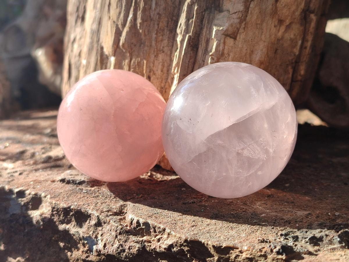 Polished Gemmy Star Rose Quartz Spheres x 6 From Ambatondrazaka, Madagascar - Toprock Gemstones and Minerals 
