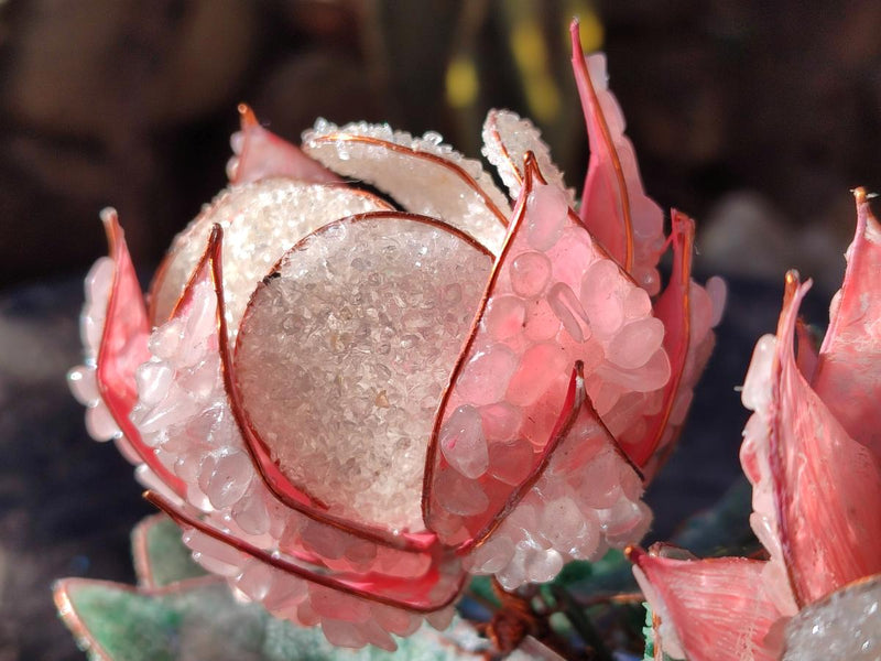 Hand Made Twin Gemstone Protea Stone Art Trees x 2 From South Africa - Toprock Gemstones and Minerals 
