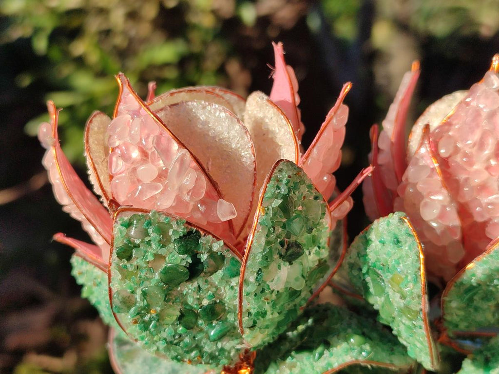 Hand Made Twin Gemstone Protea Stone Art Trees x 2 From South Africa - Toprock Gemstones and Minerals 