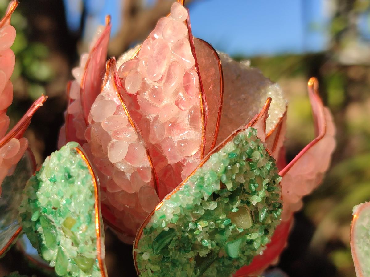 Hand Made Twin Gemstone Protea Stone Art Trees x 2 From South Africa - Toprock Gemstones and Minerals 