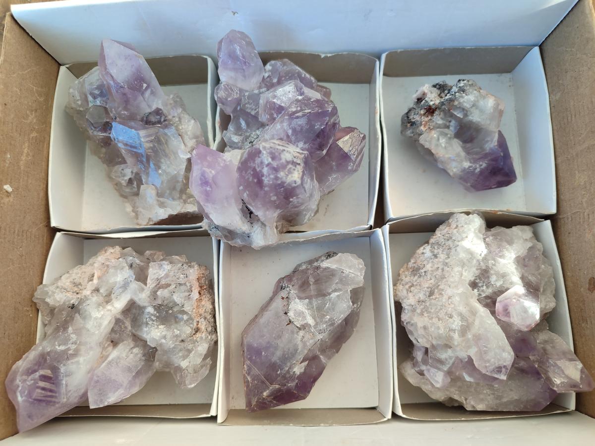 Natural Jacaranda Amethyst Clusters x 6 From Mumbwa, Zambia - Toprock Gemstones and Minerals 
