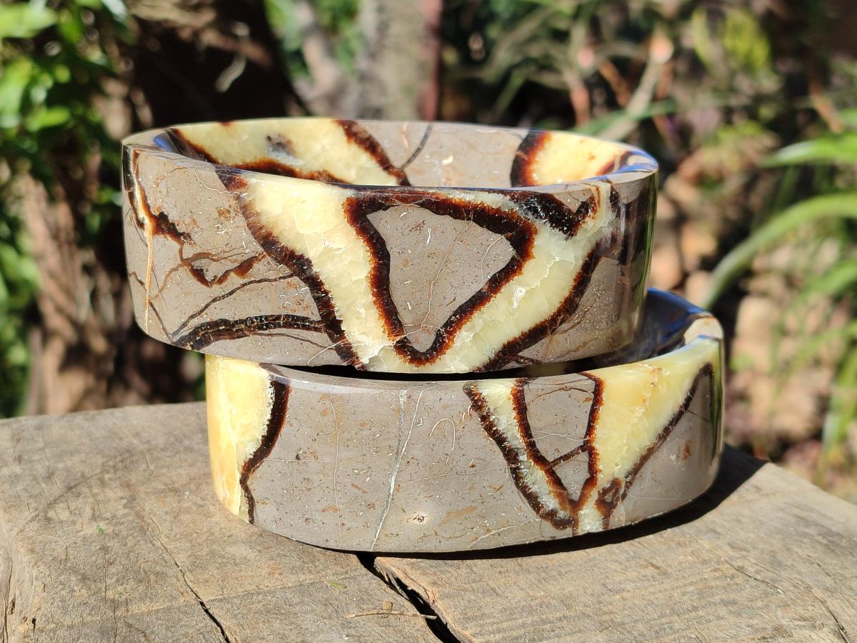 Polished Septerye Bowls x 2 From Mahajanga, Madagascar