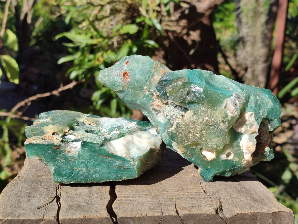 Natural Mtorolite Chrysoprase Cutting Material x 4 From Mutorashanga, Zimbabwe