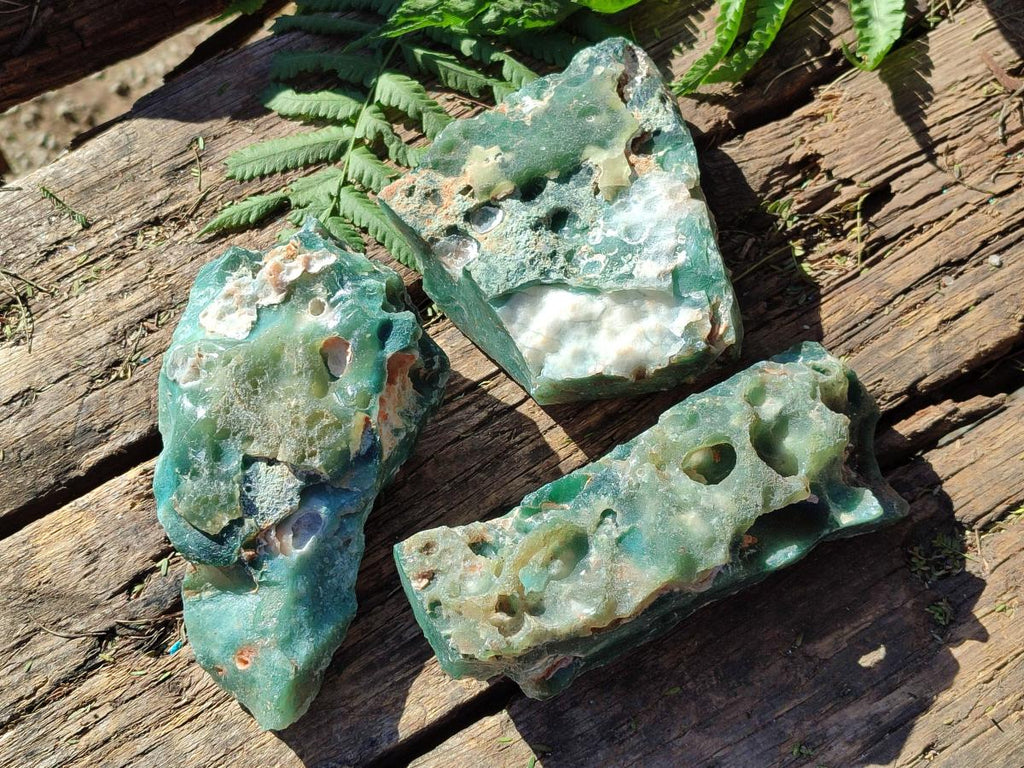 Natural Mtorolite Chrysoprase Cutting Material x 4 From Mutorashanga, Zimbabwe