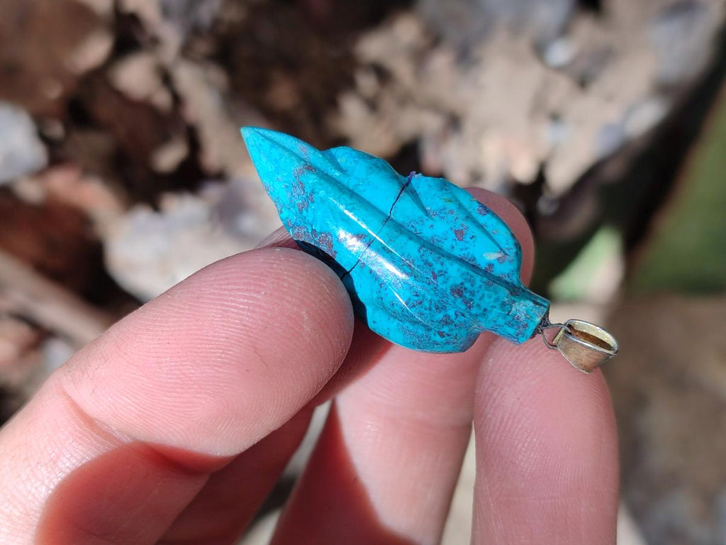 Hand Made Shattuckite Pendants with Clasps x 23 From Congo
