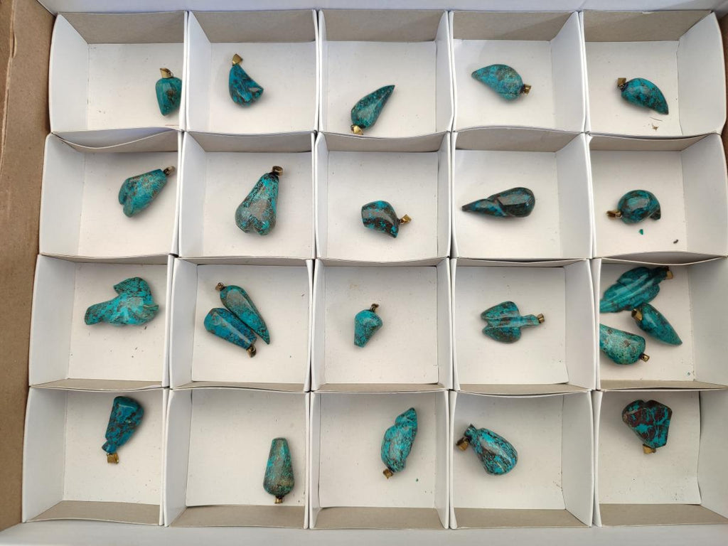 Hand Made Shattuckite Pendants with Clasps x 23 From Congo