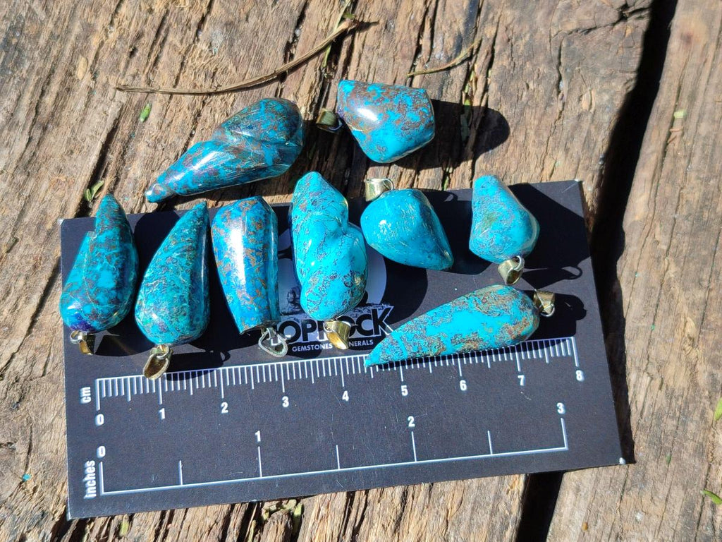 Hand Made Shattuckite Pendants with Clasps x 23 From Congo