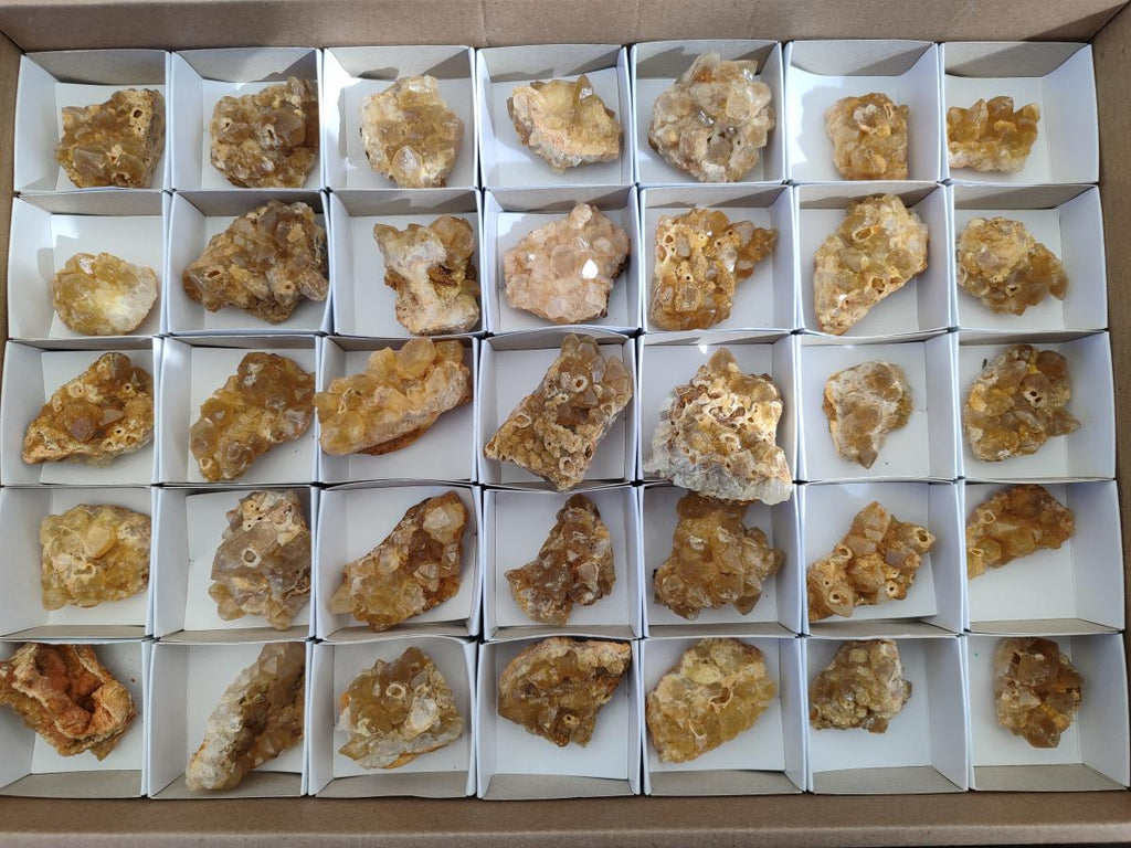 Natural Golden Limonite Quartz Crystal Clusters x 35 From Solwezi, Zambia