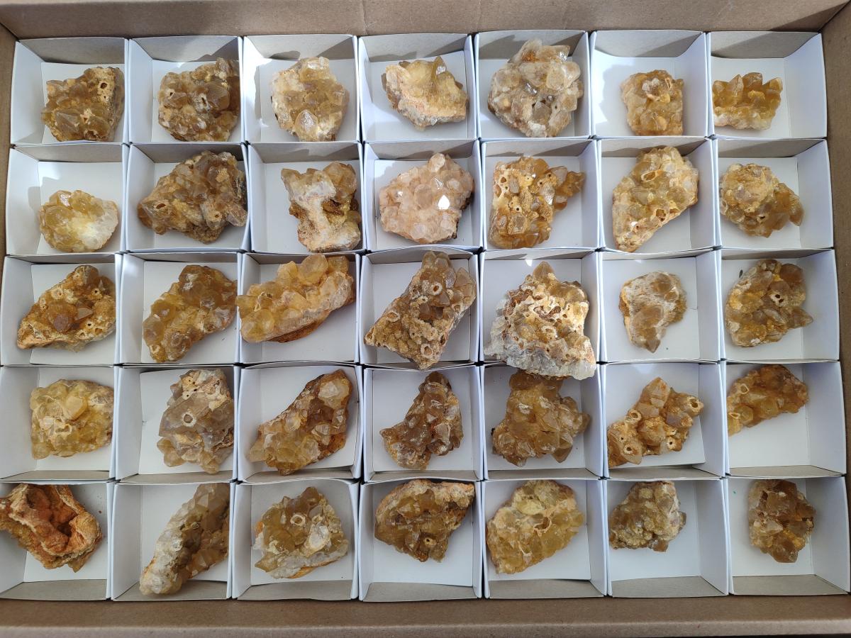Natural Golden Limonite Quartz Crystal Clusters x 35 From Solwezi, Zambia