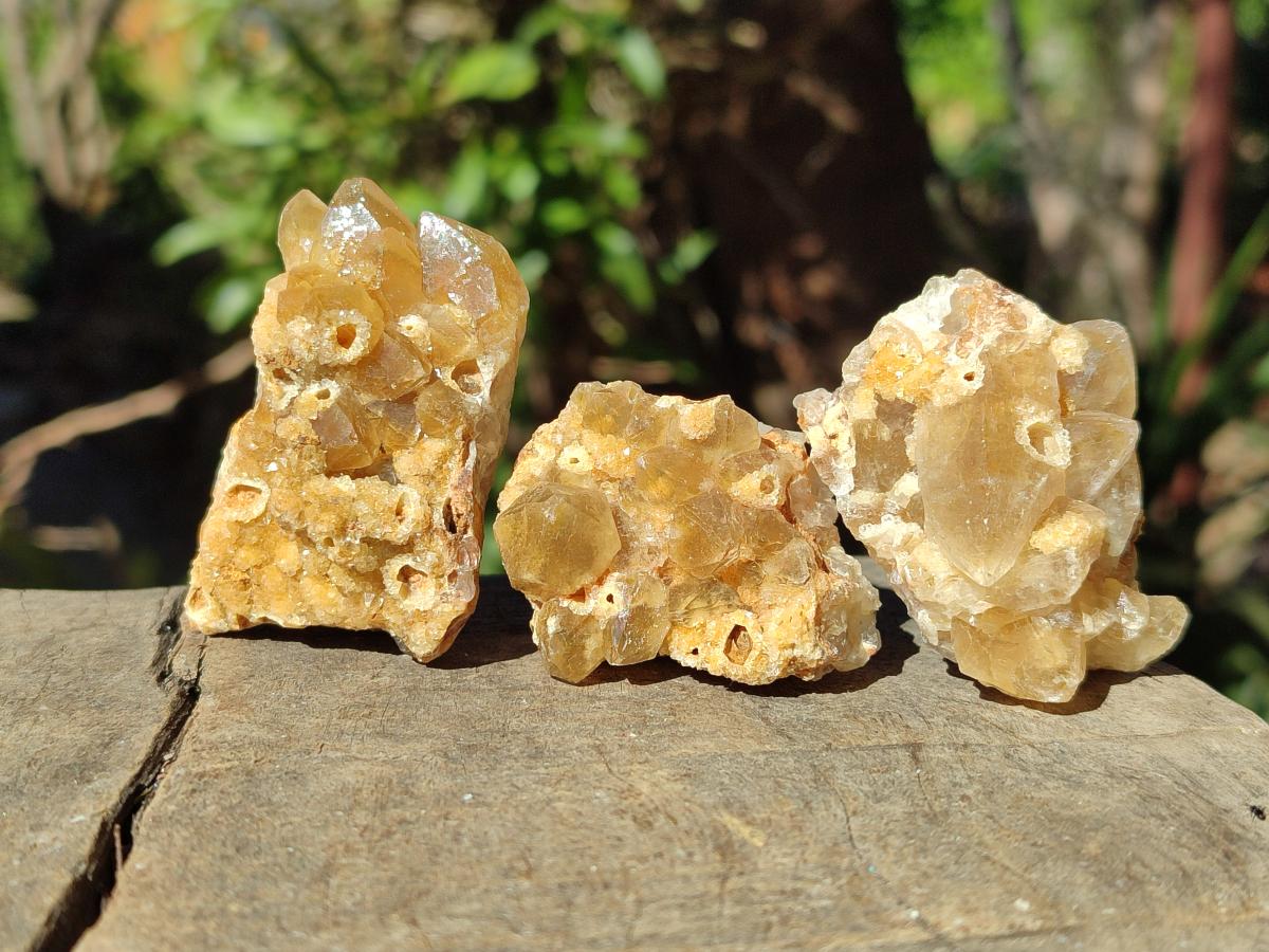 Natural Golden Limonite Quartz Crystal Clusters x 35 From Solwezi, Zambia