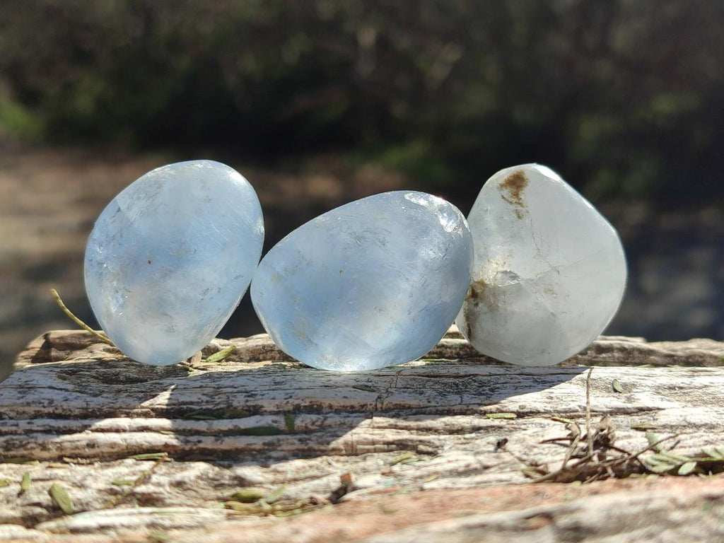 Polished Blue Celestite Free Forms x 35 From Sakoany, Madagascar