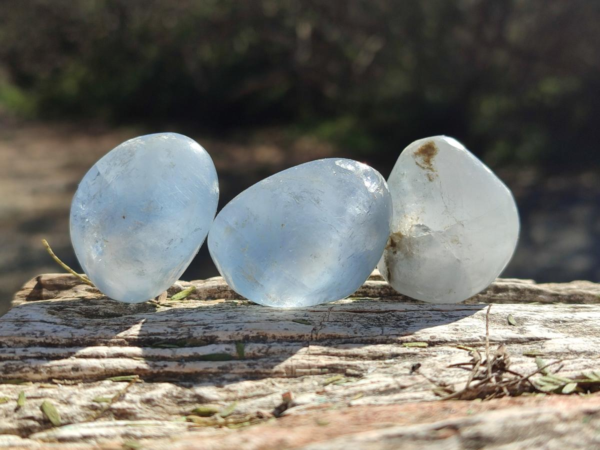 Polished Blue Celestite Free Forms x 35 From Sakoany, Madagascar