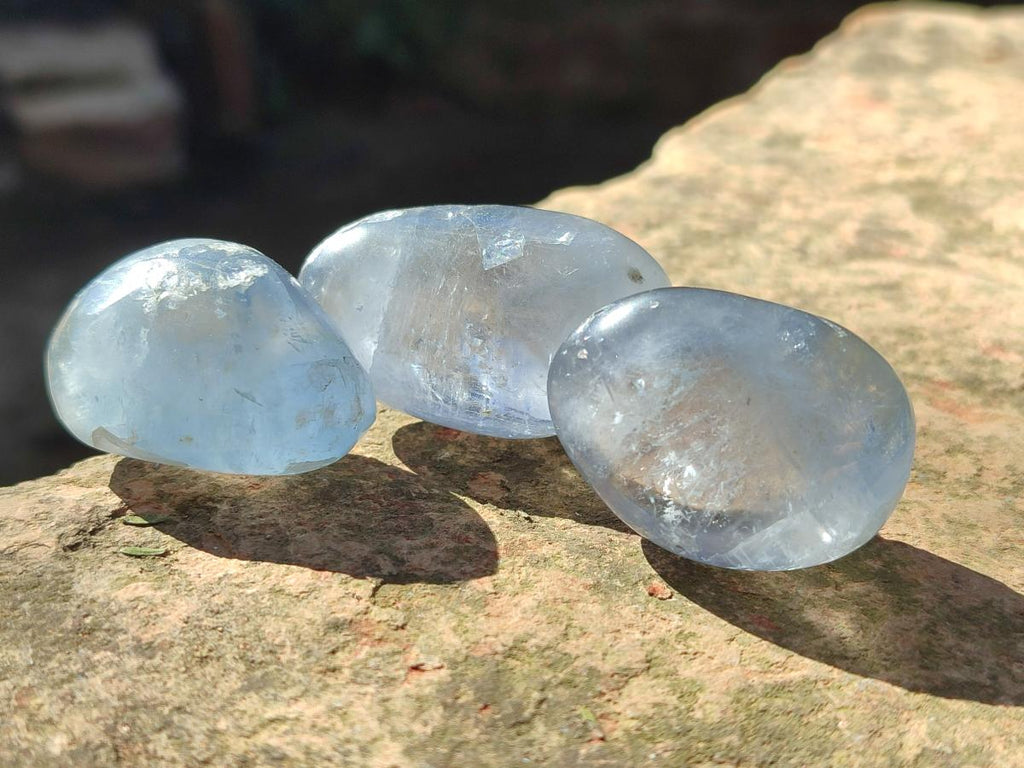 Polished Blue Celestite Free Forms x 35 From Sakoany, Madagascar