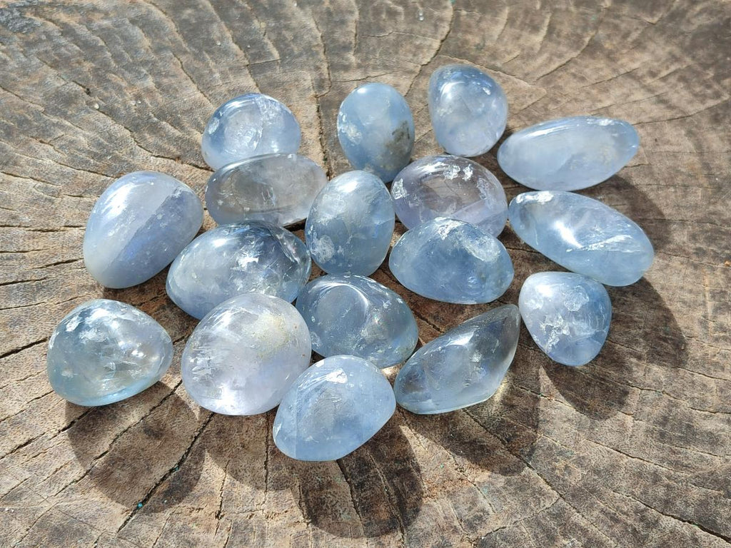 Polished Blue Celestite Free Forms x 35 From Sakoany, Madagascar