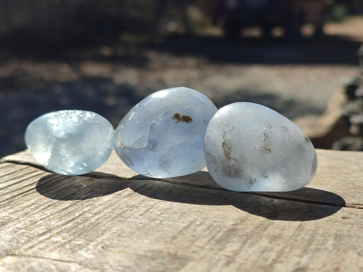 Polished Blue Celestite Free Forms x 35 From Sakoany, Madagascar