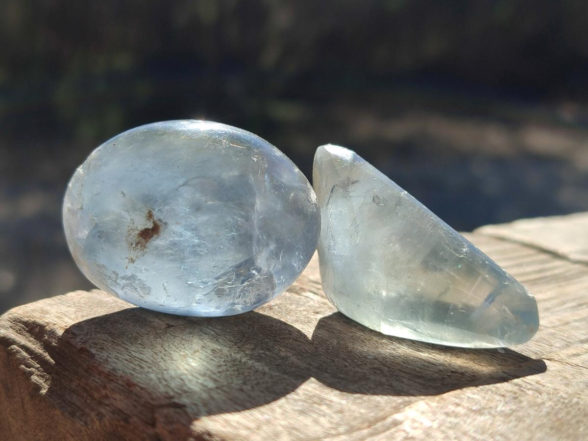 Polished Blue Celestite Free Forms x 35 From Sakoany, Madagascar