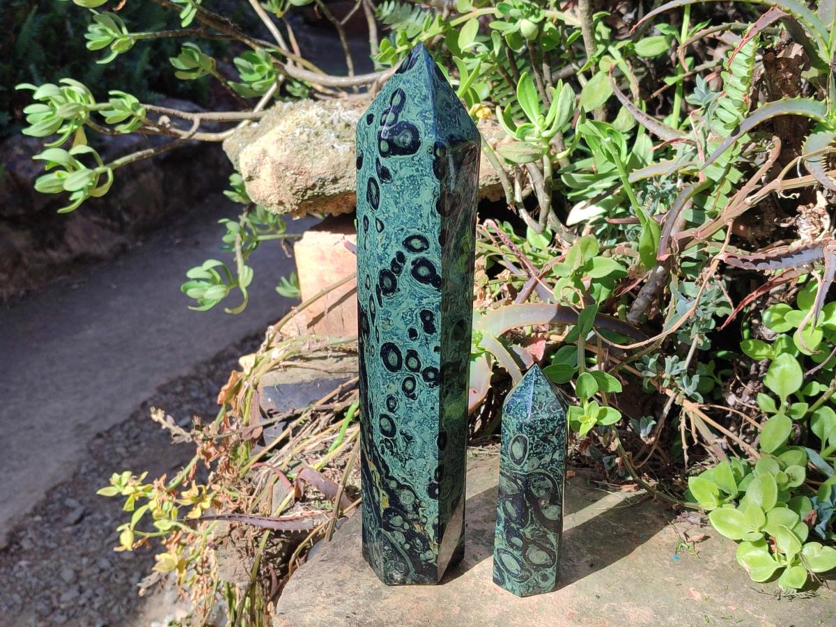 Polished Stromatolite "Kambamba Jasper" Display Crystals x 2 From Katsepy, Madagascar