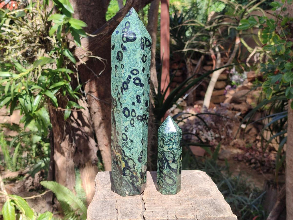 Polished Stromatolite "Kambamba Jasper" Display Crystals x 2 From Katsepy, Madagascar