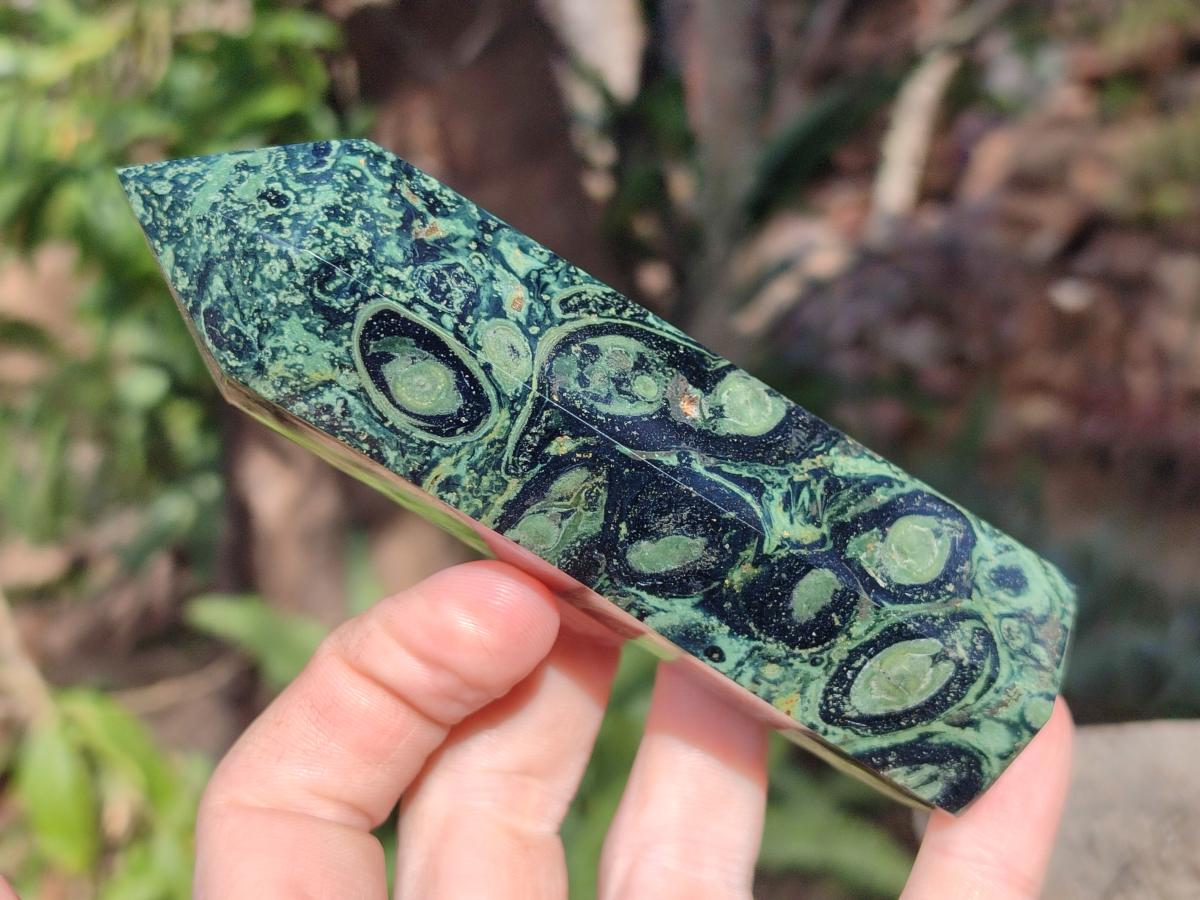 Polished Stromatolite "Kambamba Jasper" Display Crystals x 2 From Katsepy, Madagascar