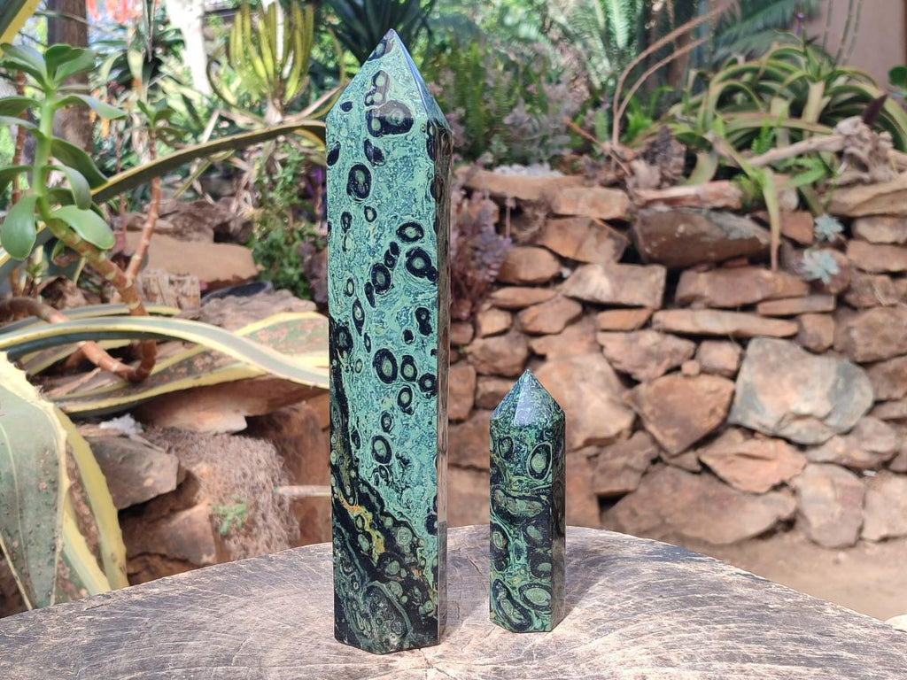 Polished Stromatolite "Kambamba Jasper" Display Crystals x 2 From Katsepy, Madagascar