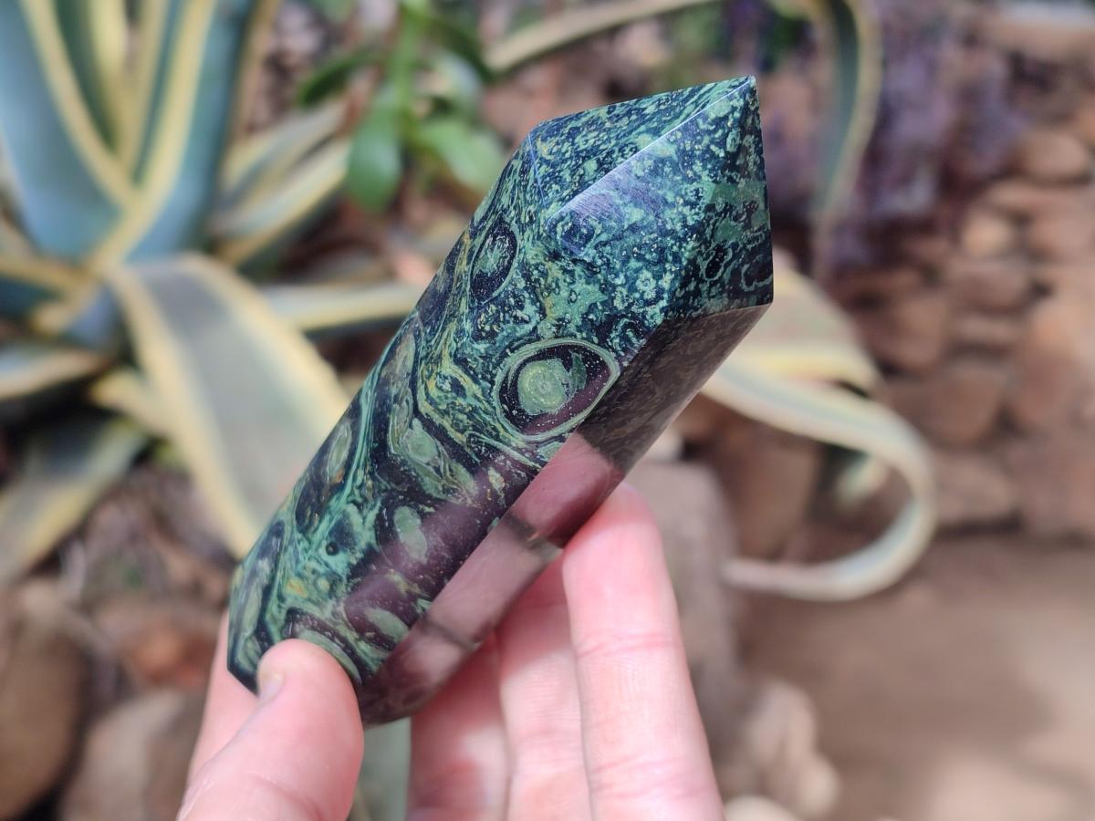 Polished Stromatolite "Kambamba Jasper" Display Crystals x 2 From Katsepy, Madagascar