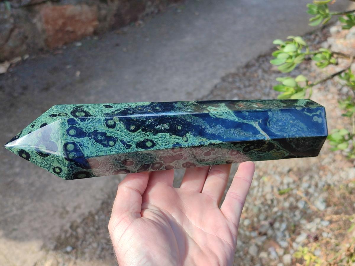 Polished Stromatolite "Kambamba Jasper" Display Crystals x 2 From Katsepy, Madagascar