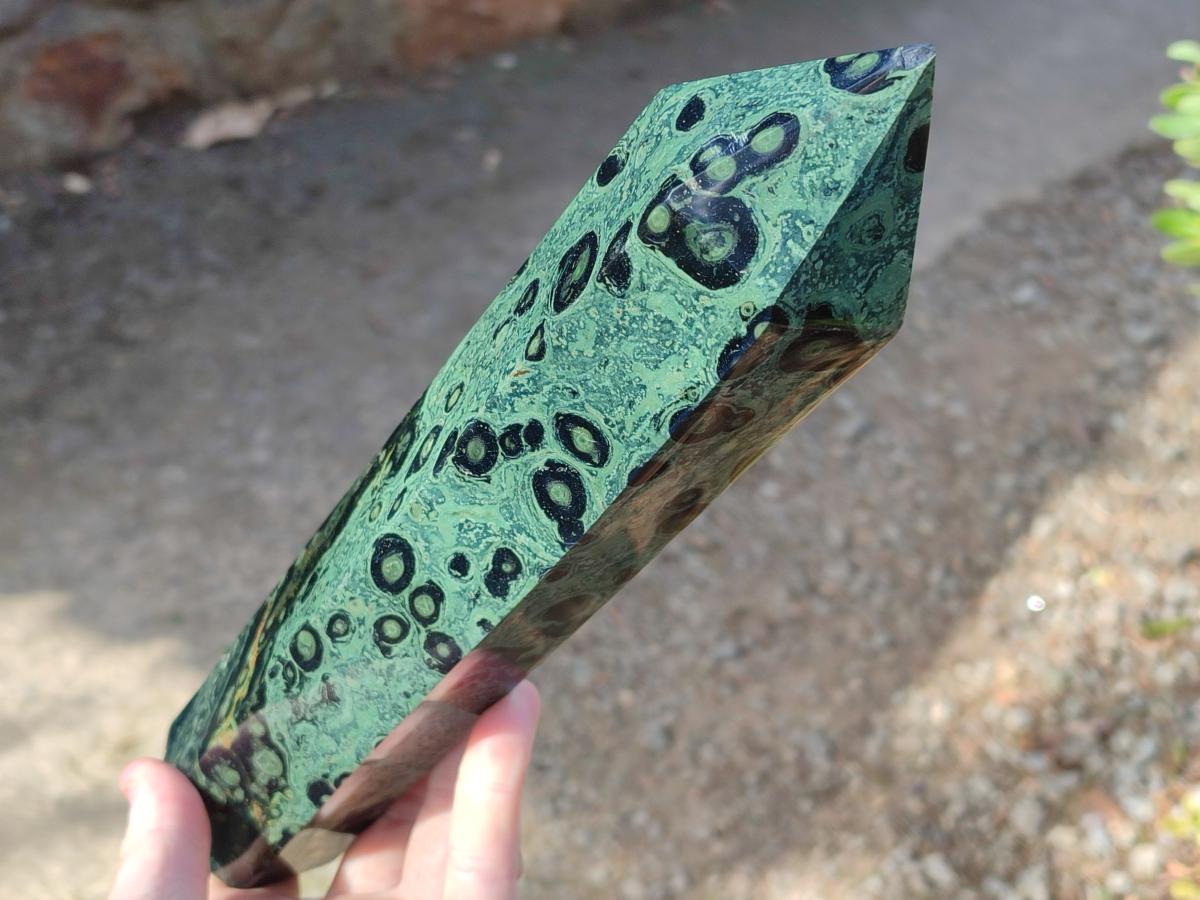 Polished Stromatolite "Kambamba Jasper" Display Crystals x 2 From Katsepy, Madagascar