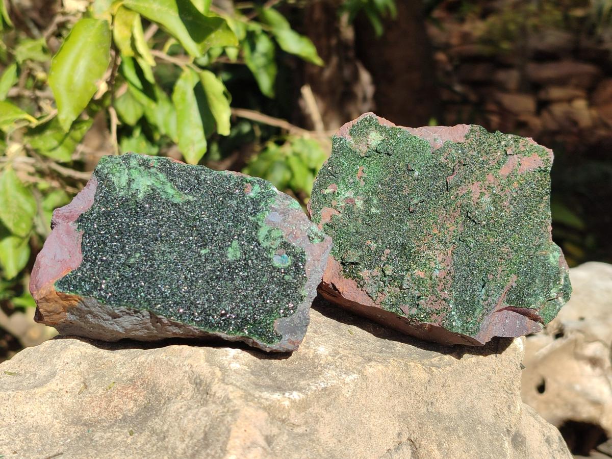 Natural Crystalline Libethenite Specimens on Dolomite Matrix x 4 From Shituru, Congo