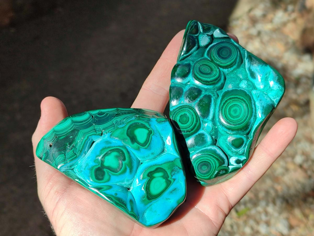 Polished Malacolla Free Forms x 3 From Kulukuluku, Congo