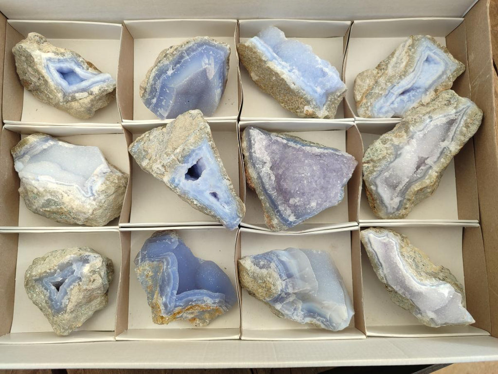 Natural Blue Lace Agate Geodes x 12 From Nsanje, Malawi