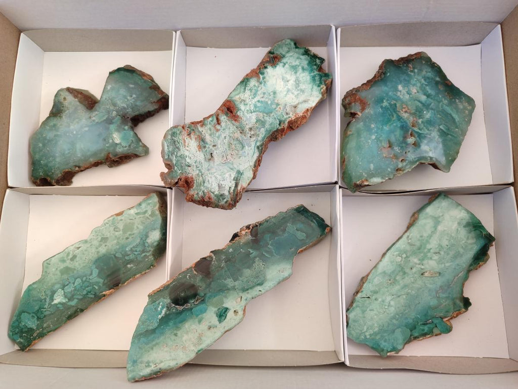 Polished One Side Great Dyke Mtorolite Chrysoprase Plates x 6 From Great Dyke Mountain Range, Zimbabwe - Toprock Gemstones and Minerals 