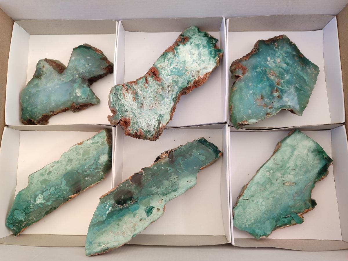 Polished One Side Great Dyke Mtorolite Chrysoprase Plates x 6 From Great Dyke Mountain Range, Zimbabwe - Toprock Gemstones and Minerals 