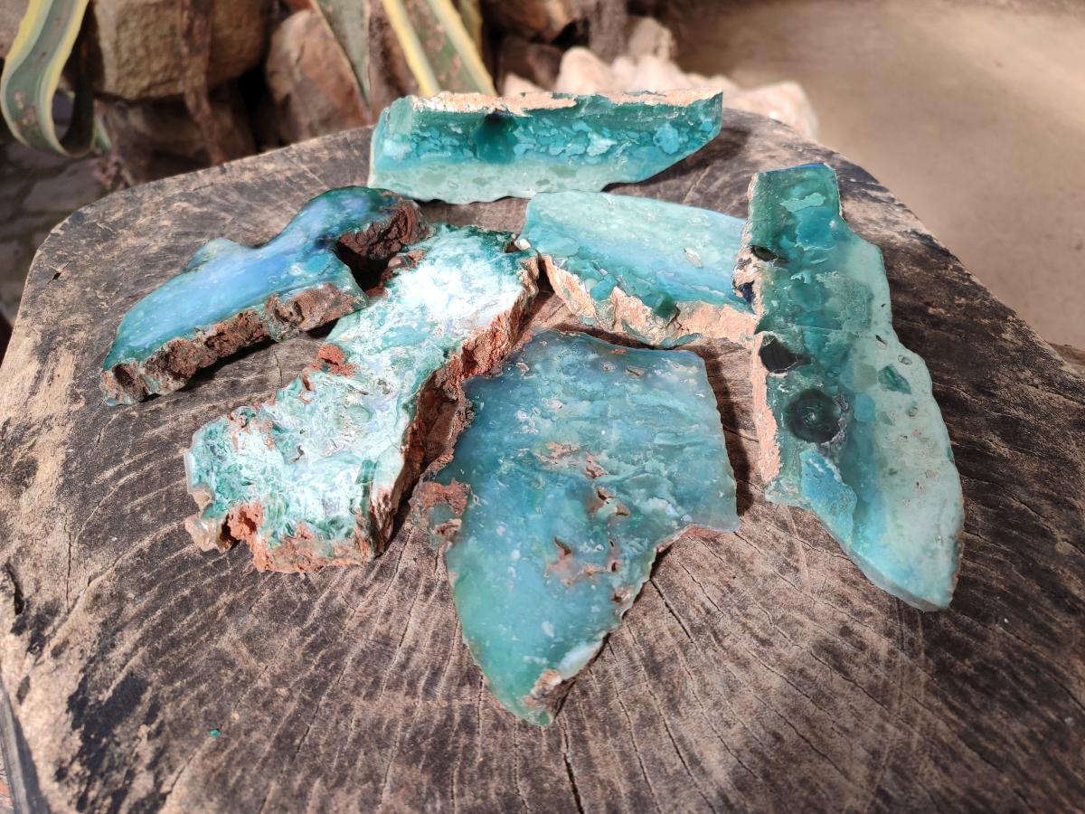Polished One Side Great Dyke Mtorolite Chrysoprase Plates x 6 From Great Dyke Mountain Range, Zimbabwe - Toprock Gemstones and Minerals 