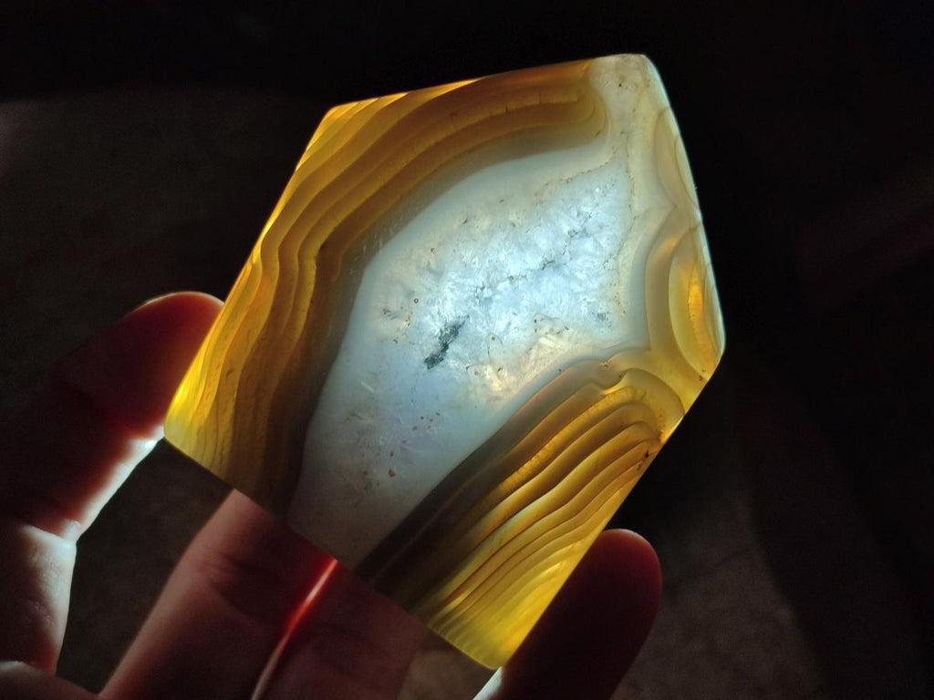 Polished Banded Agate Crystal Shaped Slices x 12 From Madagascar
